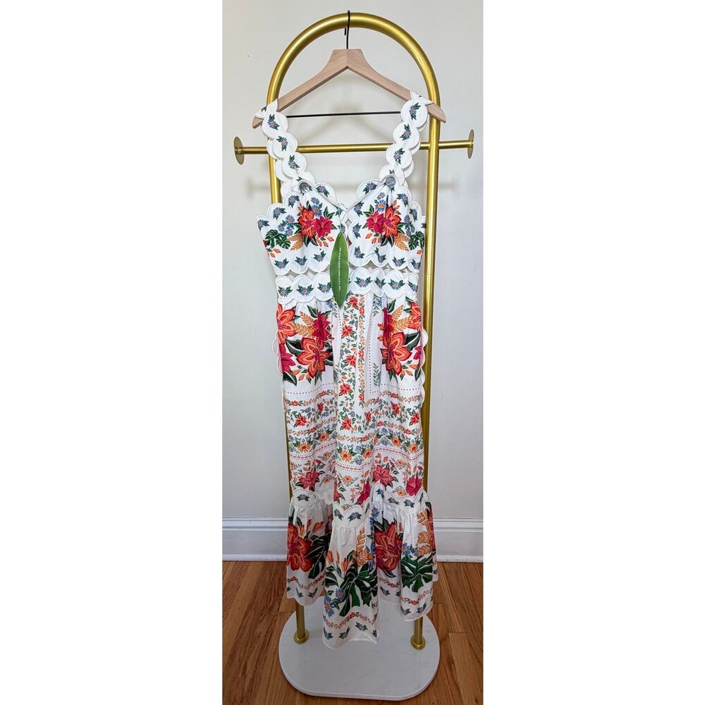 Farm Rio NEW Bloom Garden Off White Midi Dress, Med - Picture 6 of 13